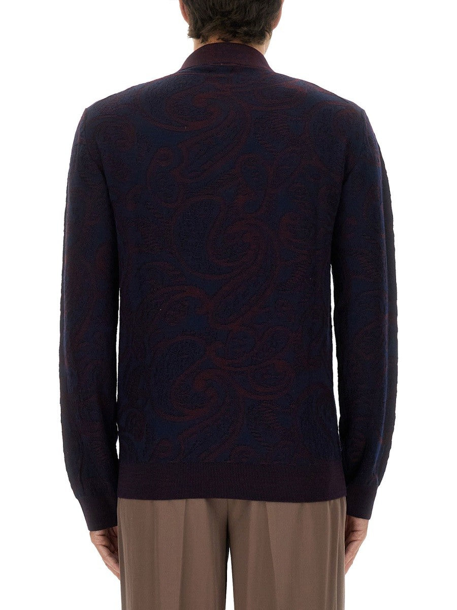 Etro Men's Long Sleeved Polo Shirt Blue