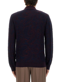 Etro Men's Long Sleeved Polo Shirt Blue