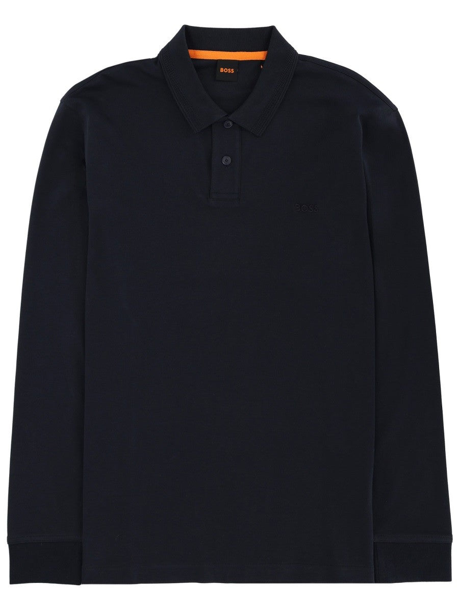 BOSS Men's Long Sleeved Polo Shirt Blue