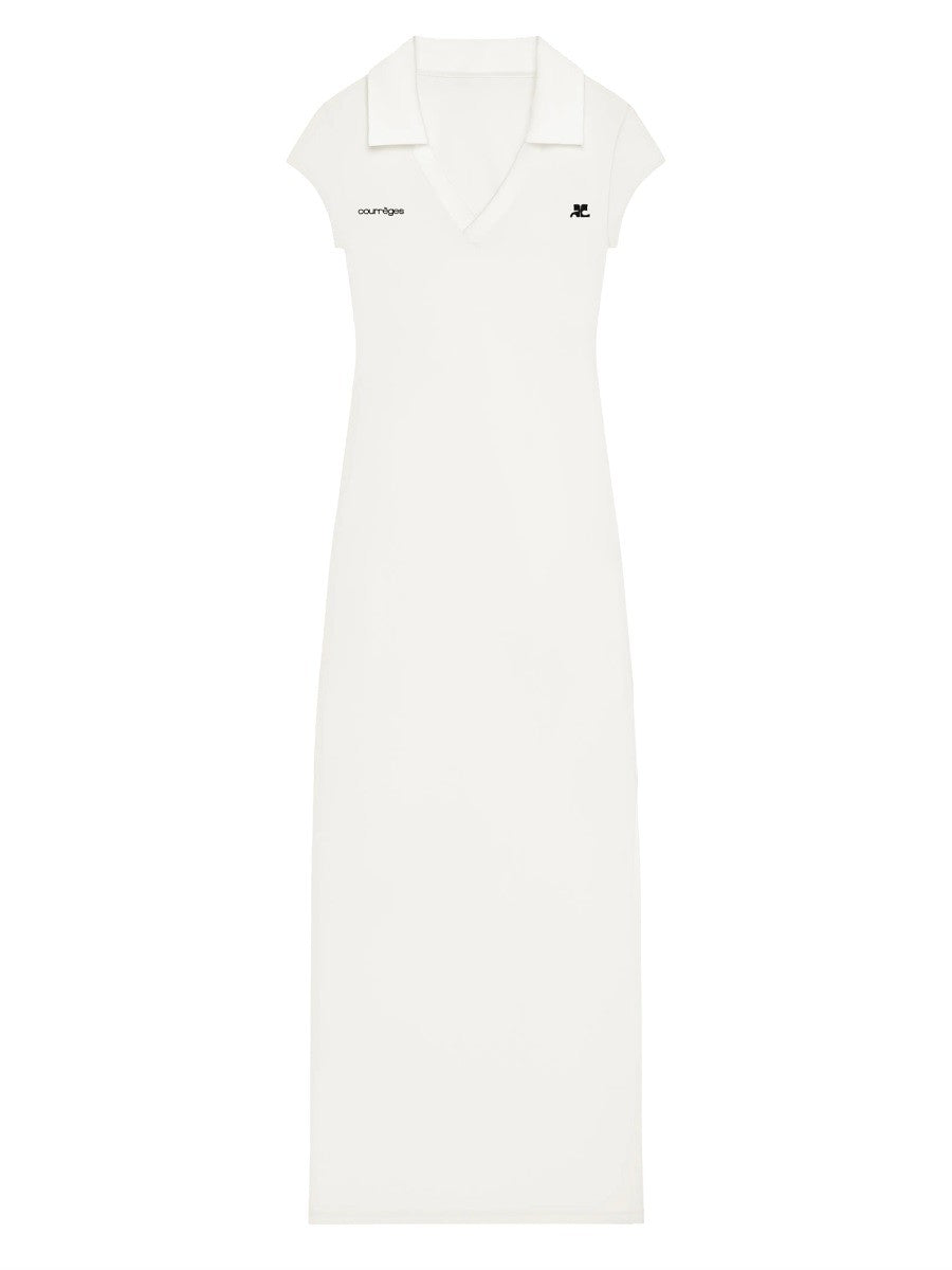 courrèges Women's Long Sports Polo Shirt Dress White