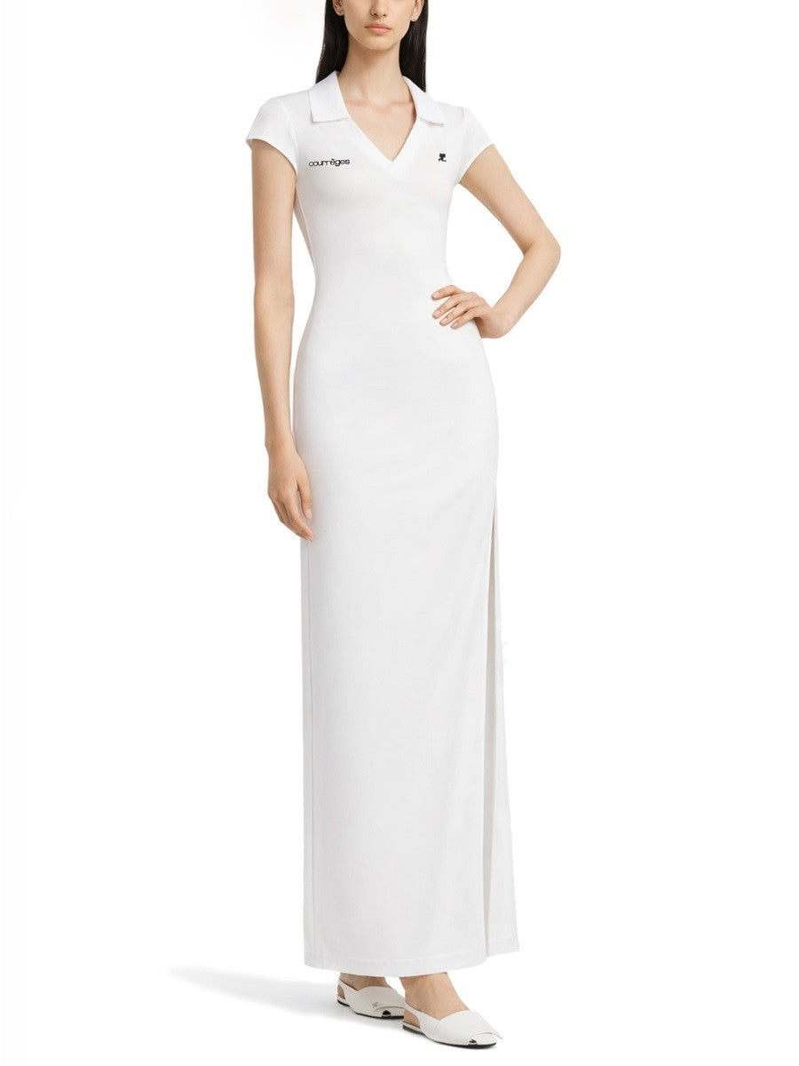 courrèges Women's Long Sports Polo Shirt Dress White