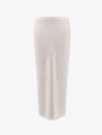 Hevò Women's Long Viscose Blend Skirt Beige