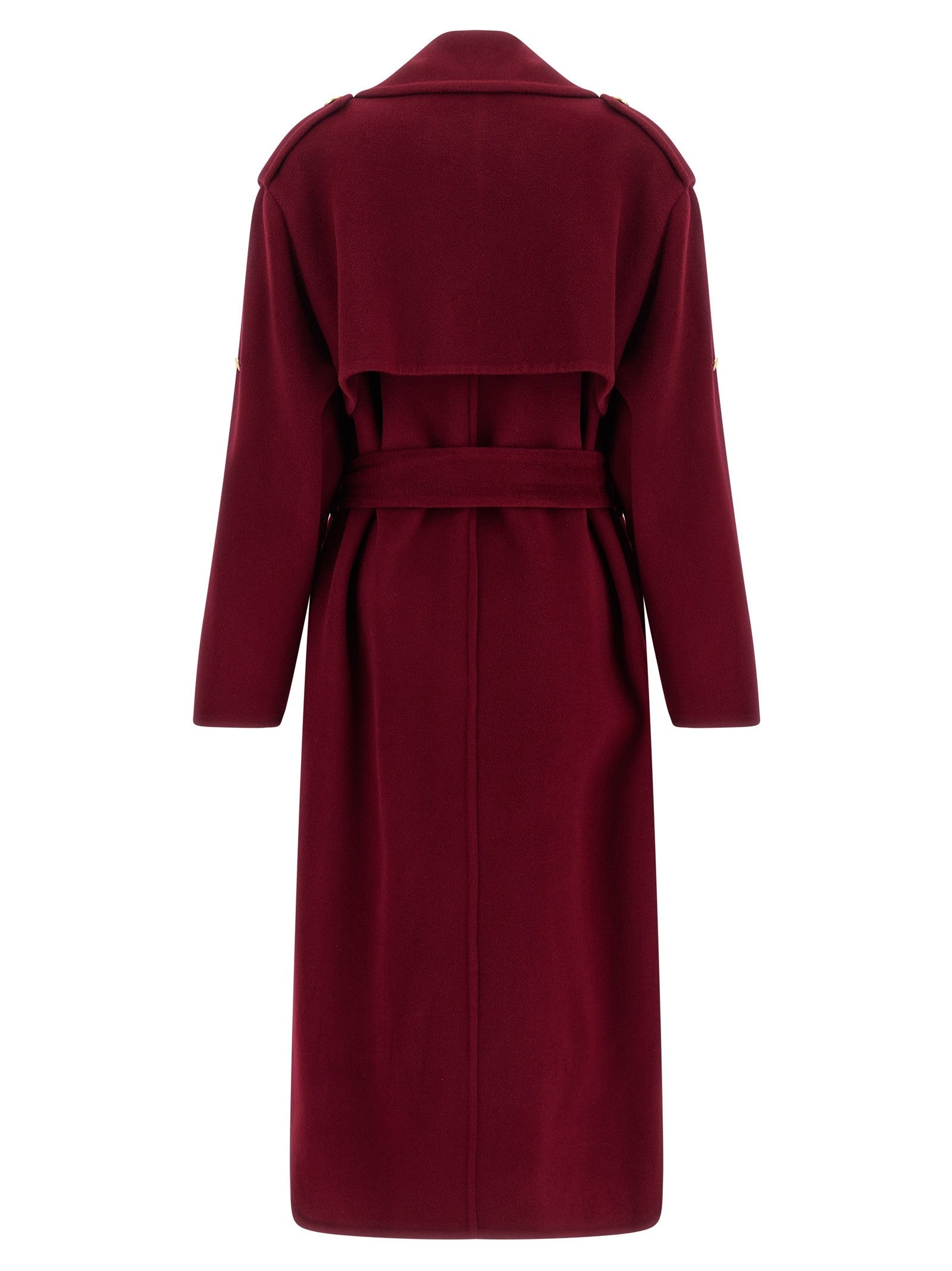 Alberta Ferretti Long Wool Coat Red