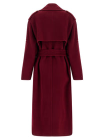 Alberta Ferretti Long Wool Coat Red