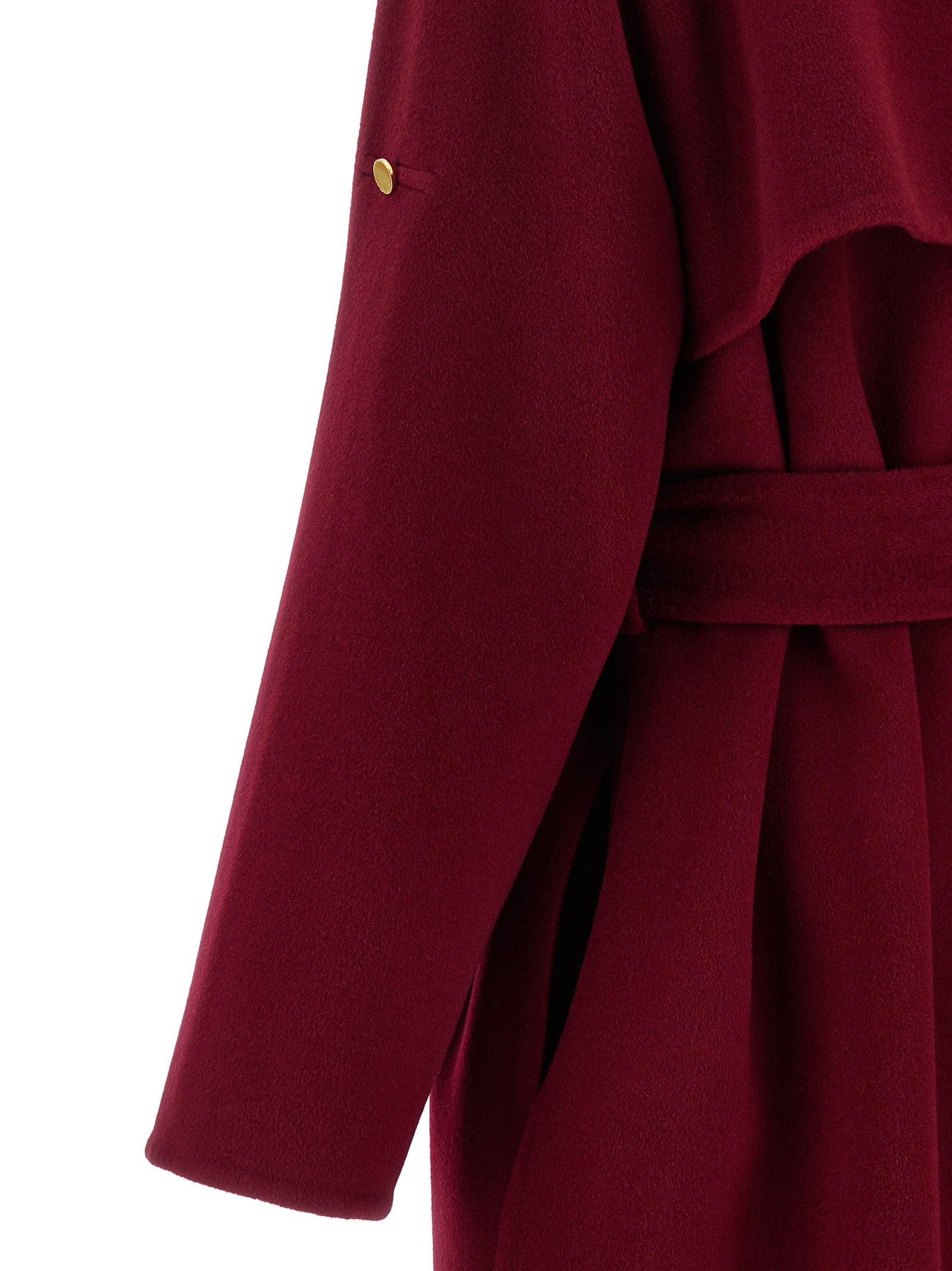 Alberta Ferretti Long Wool Coat Red