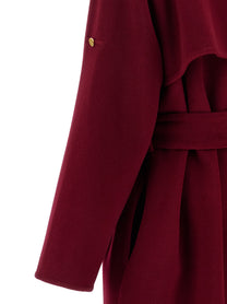 Alberta Ferretti Long Wool Coat Red