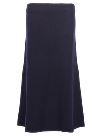 Jil Sander Long Wool Skirt Blue