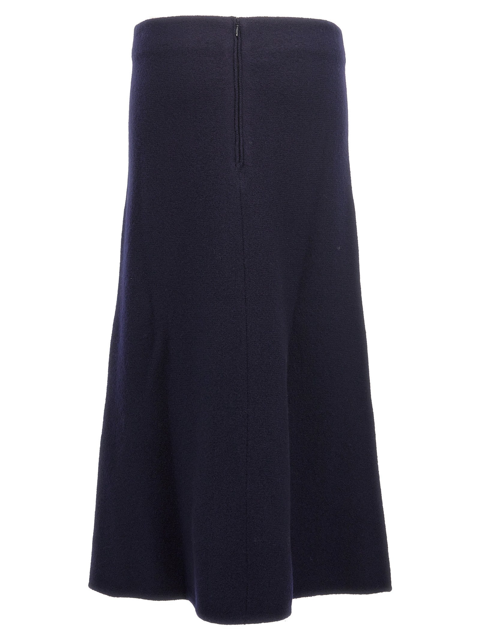 Jil Sander Long Wool Skirt Blue
