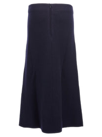 Jil Sander Long Wool Skirt Blue