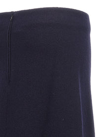Jil Sander Long Wool Skirt Blue