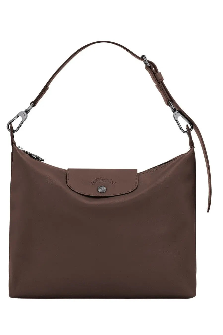 Longchamp women’s borsa hobo le pliage xtra medium brown handbag with sleek foldable design and silver-toned hardware
