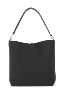 Longchamp women’s borsa hobo le roseau black black textured leather shoulder bag with heart-shaped flap and silver hardware