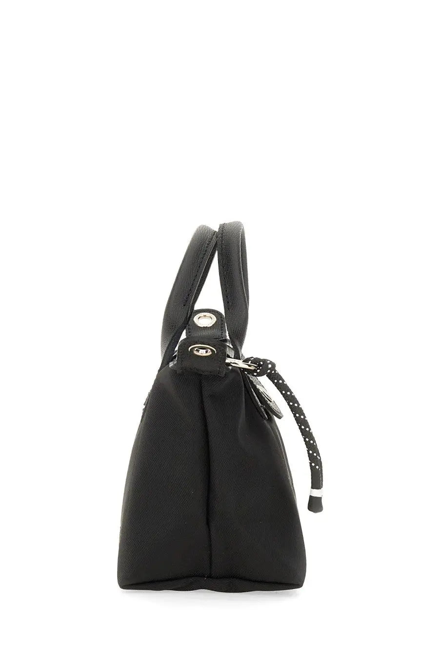 Longchamp women’s borsa le pliage energy large black nylon handbag with structured shape and polka-dot drawstring