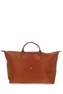 Longchamp womens borsa le pliage original brown tote bag with leather handles and gold tone logo