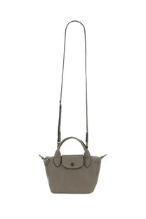 Longchamp women’s borsa le pliage energy mini beige handbag with gray sleek design and black leather handles