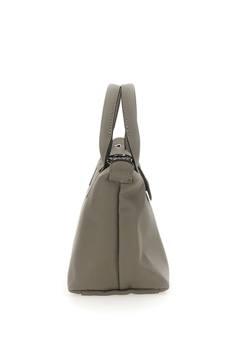 Longchamp women’s borsa le pliage energy mini beige gray leather tote bag with structured design and top handles