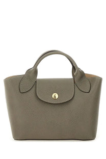 Longchamp women’s borsa shopping épure beige sleek olive green leather handbag with textured surface and gold hardware