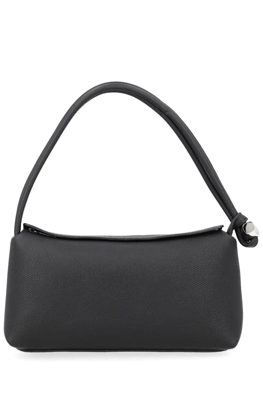 Longchamp women’s borsa spalla roseau black textured leather shoulder bag with sleek minimalist design and silver clasp