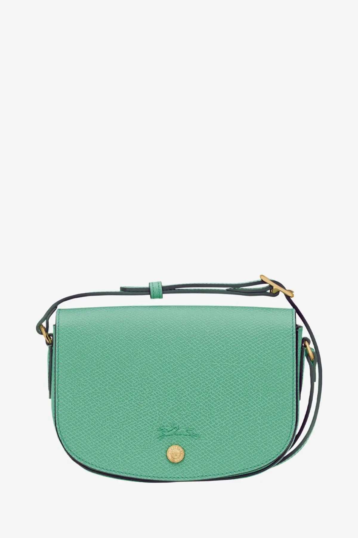 Longchamp women’s epure leather crossbody bag in mint green with gold-tone hardware and subtle embossed logo