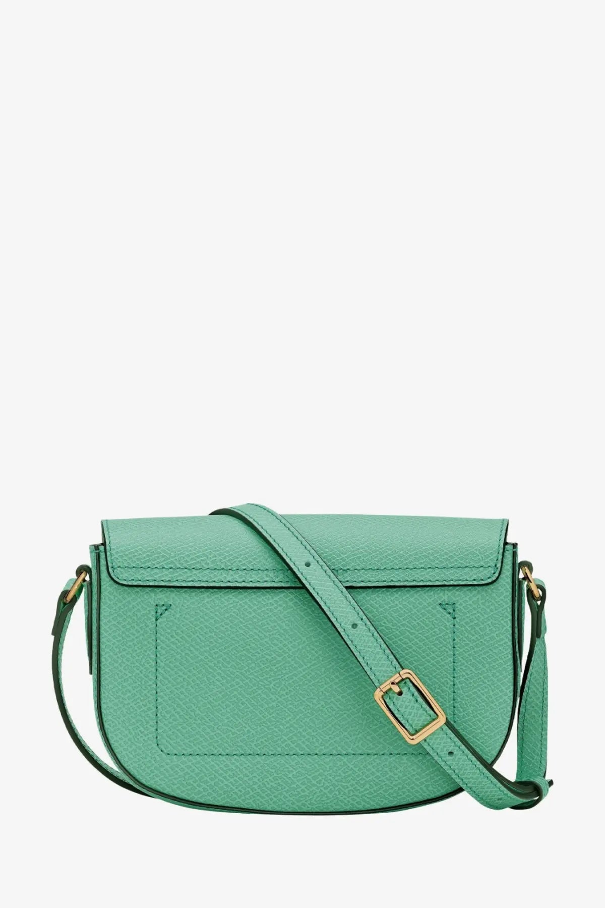 Longchamp women’s epure leather crossbody bag in menthe mint green with textured leather and gold-tone buckle and strap