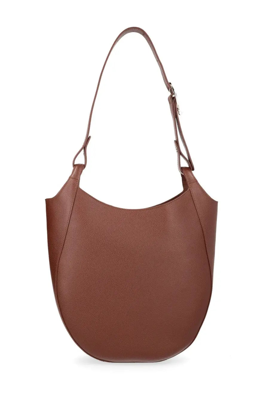 Longchamp women’s le foulonné hobo bag large brown in sleek medium-brown leather with smooth texture and adjustable strap