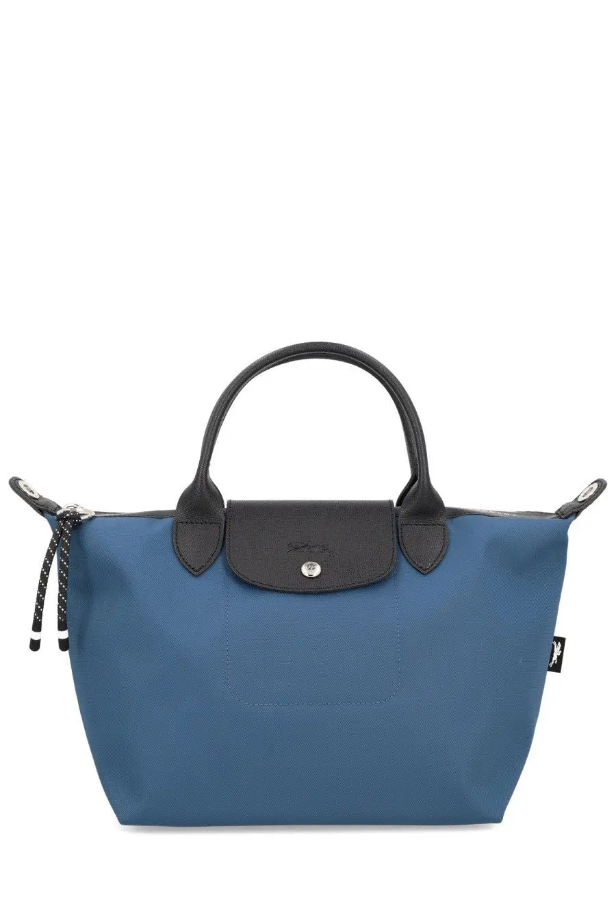 Longchamp women’s le pliage energy small handbag in blue with black leather handles and silver-tone logo clasp