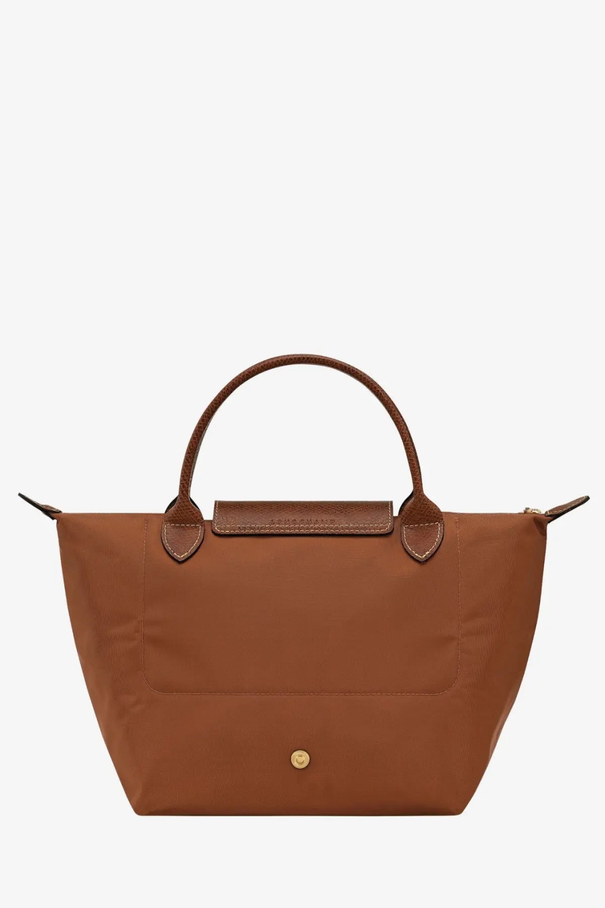 Longchamp women’s le pliage nylon handbag brown with brown leather trim sleek structured design and gold-tone hardware