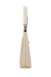 Beige leather Longchamp women’s le pliage xtra hobo shoulder bag with sleek minimalist design and silver hardware