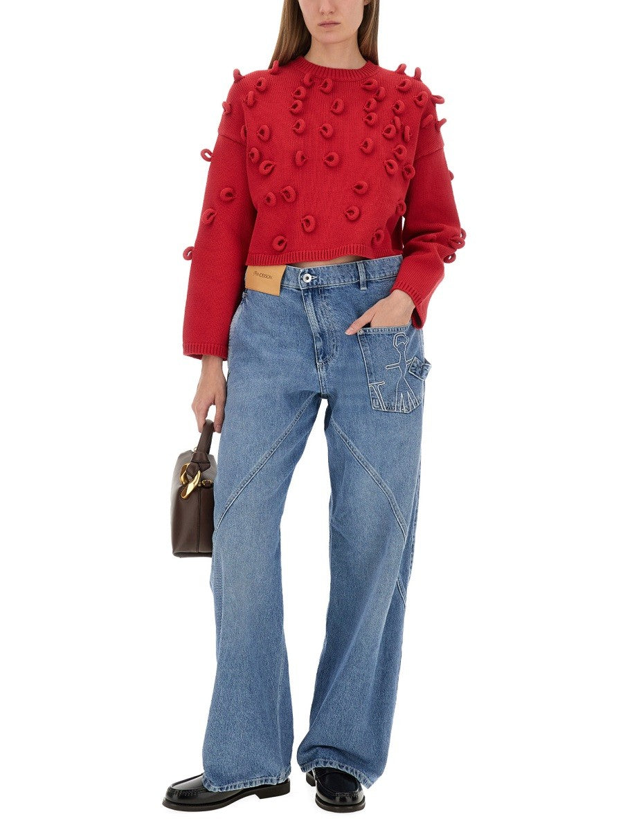 JW Anderson Women's Loop Cropped Jersey Red