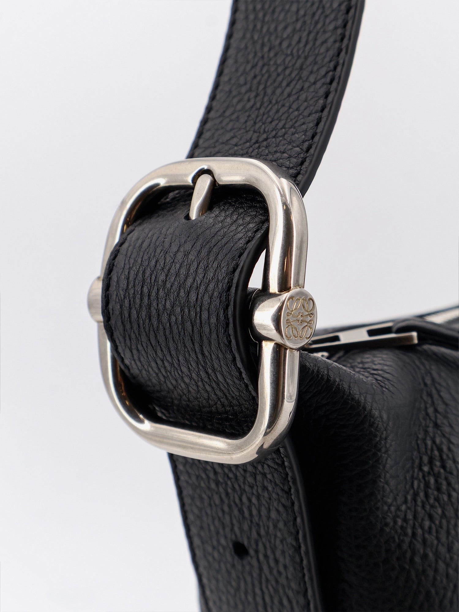 Loewe Men's Loop Leather Crossbody Bag Black