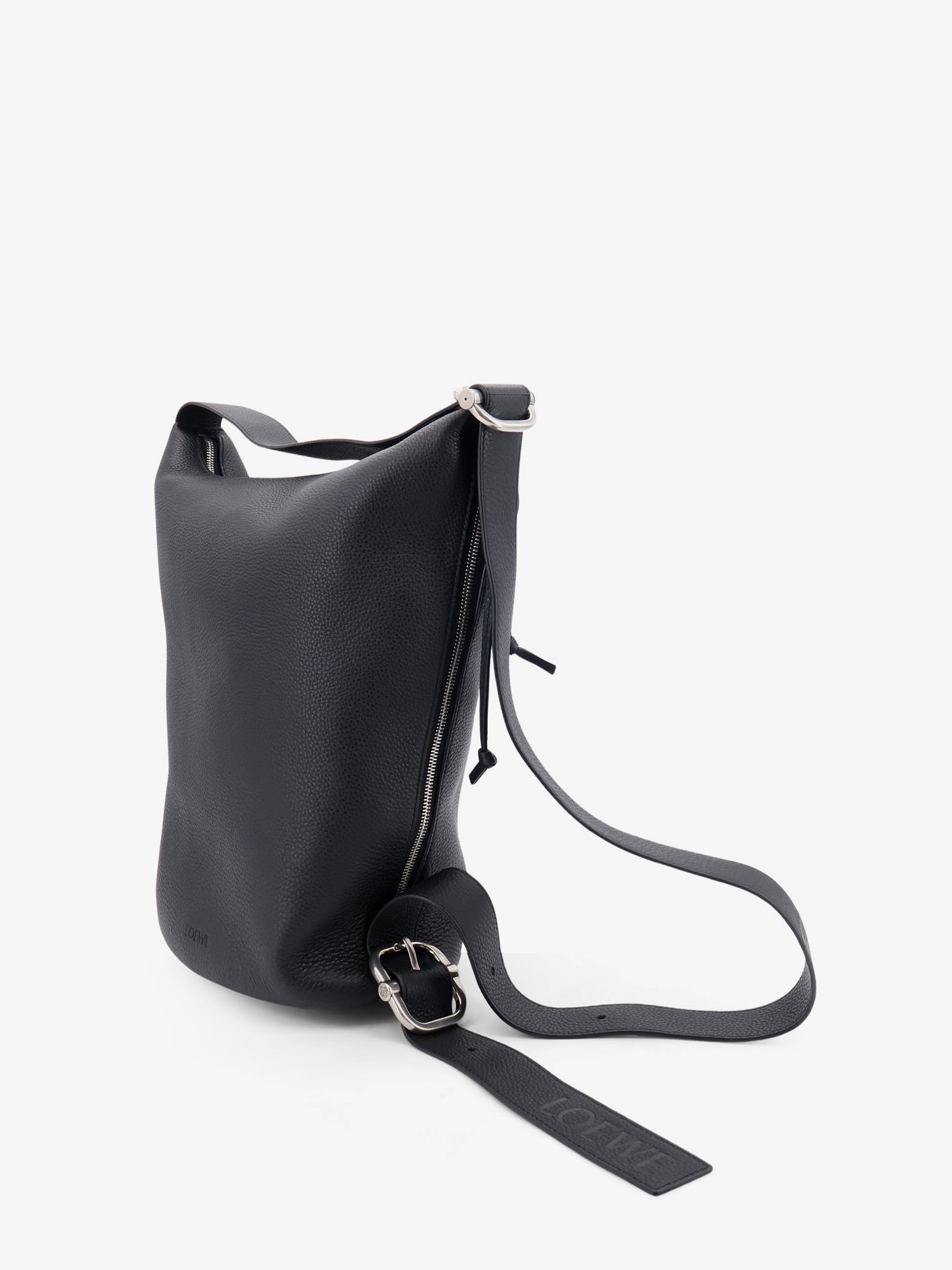 Loewe Men's Loop Leather Crossbody Bag Black
