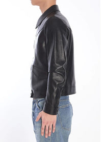 Celine Men's Loose Fit Leather Jacket Black, view 4