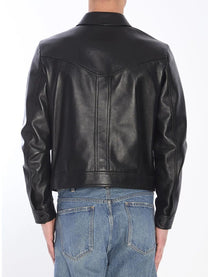 Celine Men's Loose Fit Leather Jacket Black, view 3