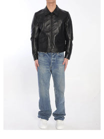 Celine Men's Loose Fit Leather Jacket Black, view 2