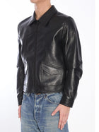 Celine Men's Loose Fit Leather Jacket Black, view 5