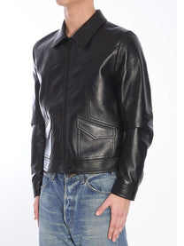 Celine Men's Loose Fit Leather Jacket Black, view 5