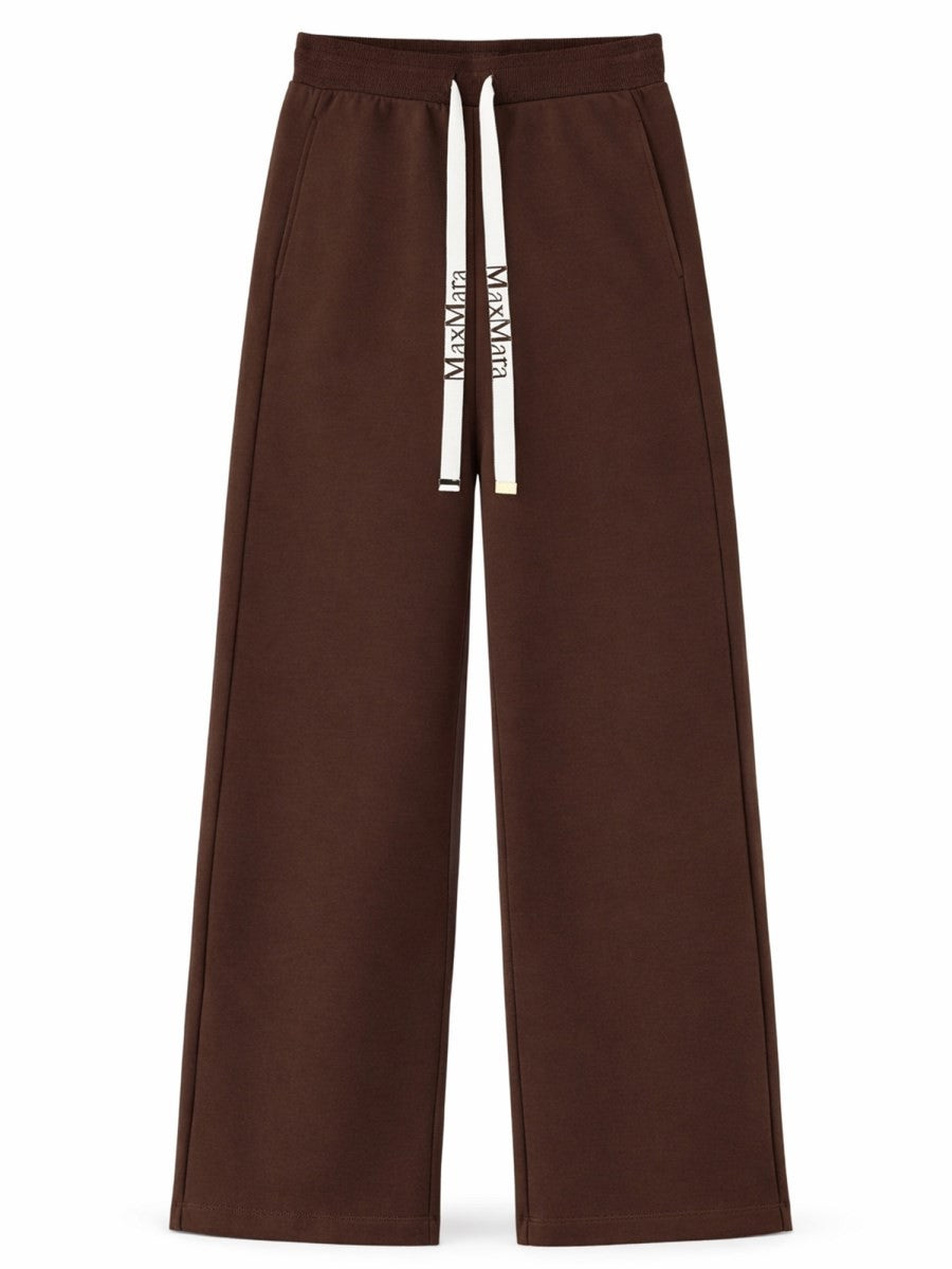S MAX MARA Women's Loose Fitting Cotton Jersey Pants Brown
