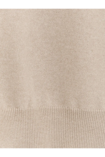 Beige knit hem with ribbed texture of loro piana men’s baby cashmere white sweater