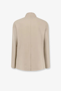 Beige Loro Piana men’s Spagna linen blazer with structured minimalist design and clean stitching