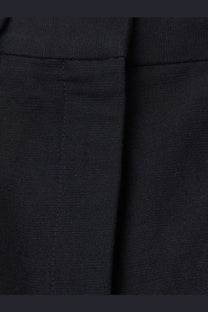 Dark navy blue textured fabric with subtle woven pattern of loro piana women’s cale linen and cotton trousers blue