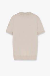 Loro Piana women’s beige Ice Wish cotton polo shirt with short sleeves classic collar and ribbed hem