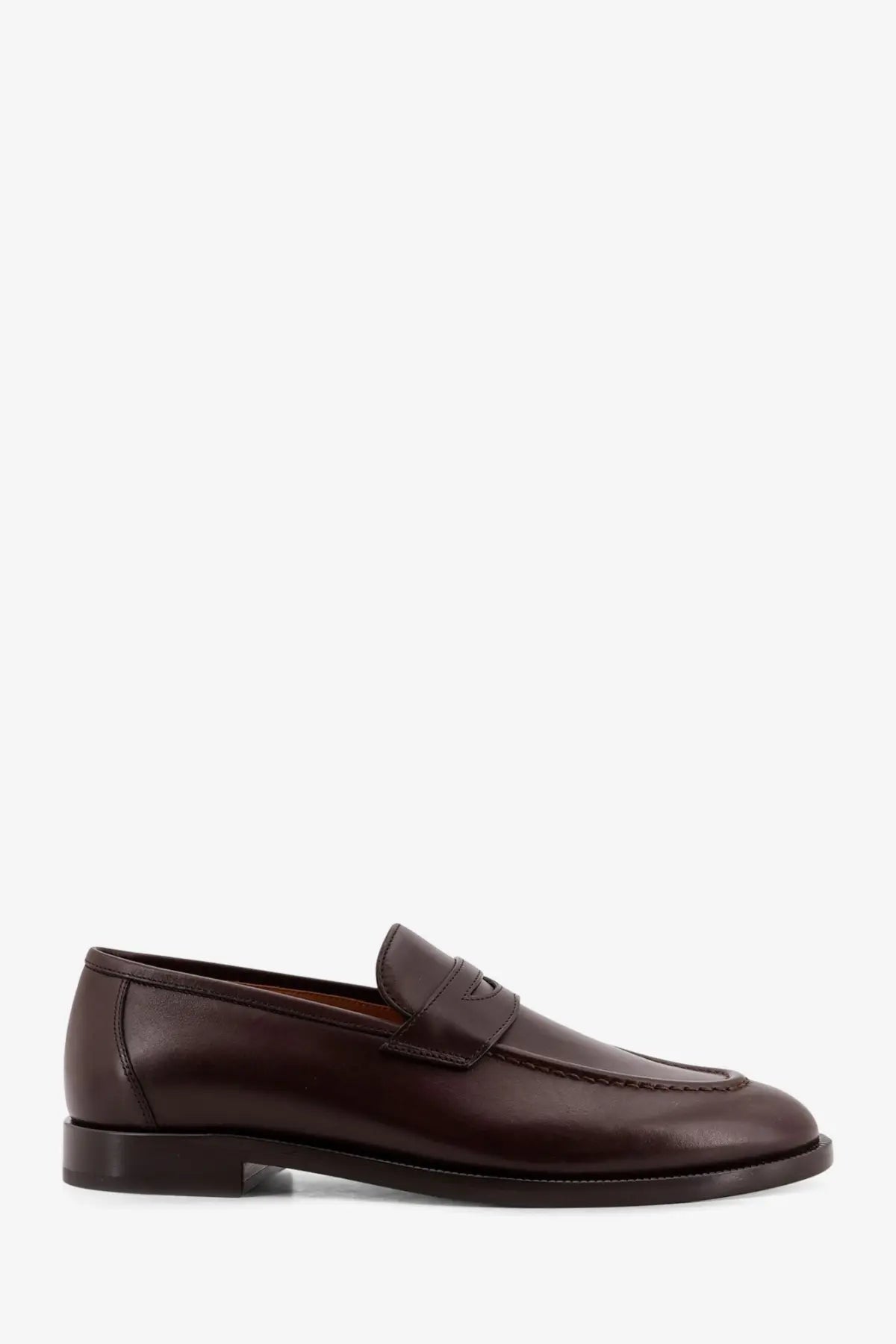 Loro Piana women’s Sergio Walk dark brown leather loafer with polished finish and classic slip-on design
