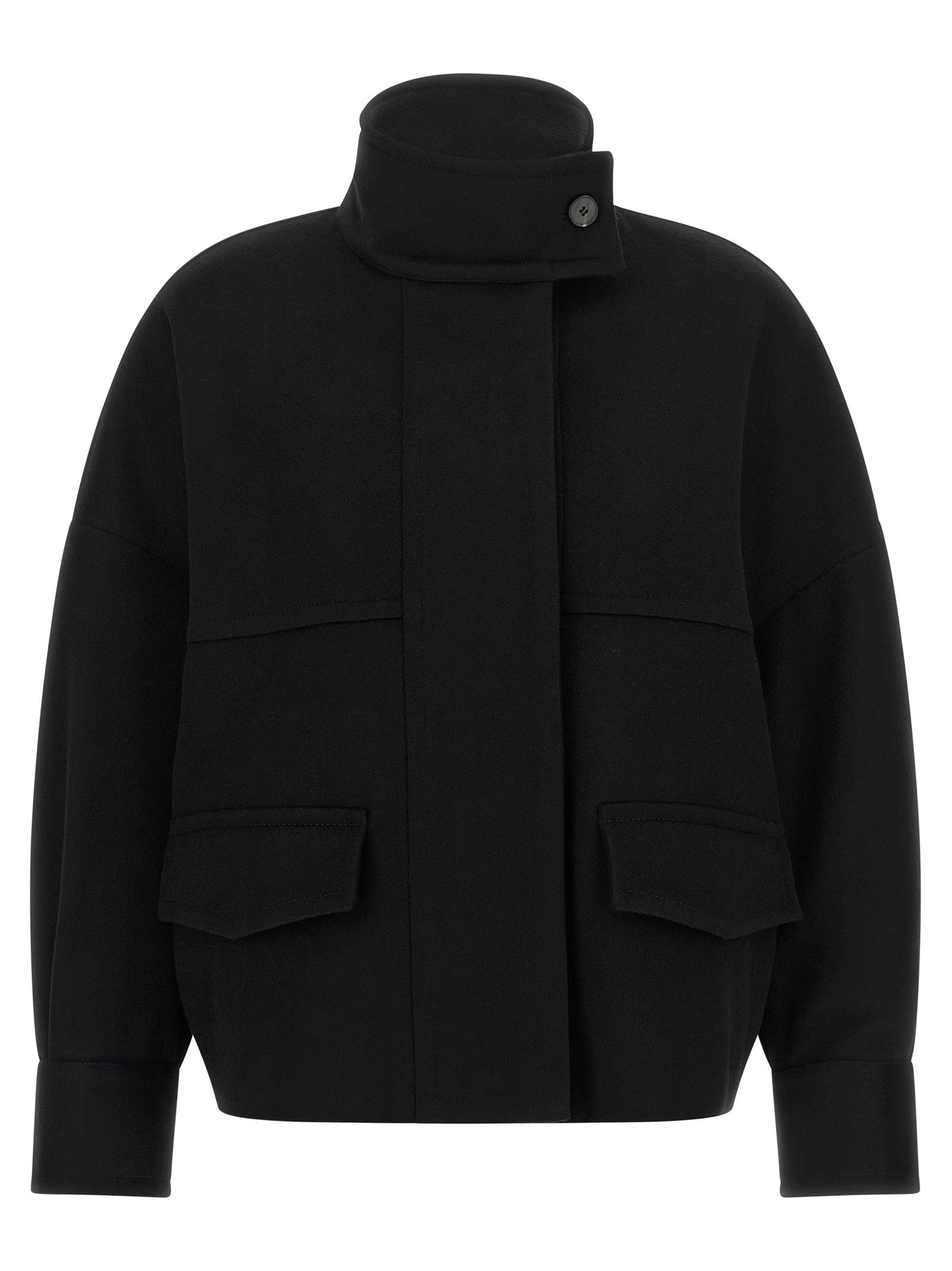 Alberto Biani Loro Piana Wool Bomber Jacket Black