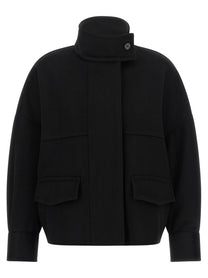 Alberto Biani Loro Piana Wool Bomber Jacket Black