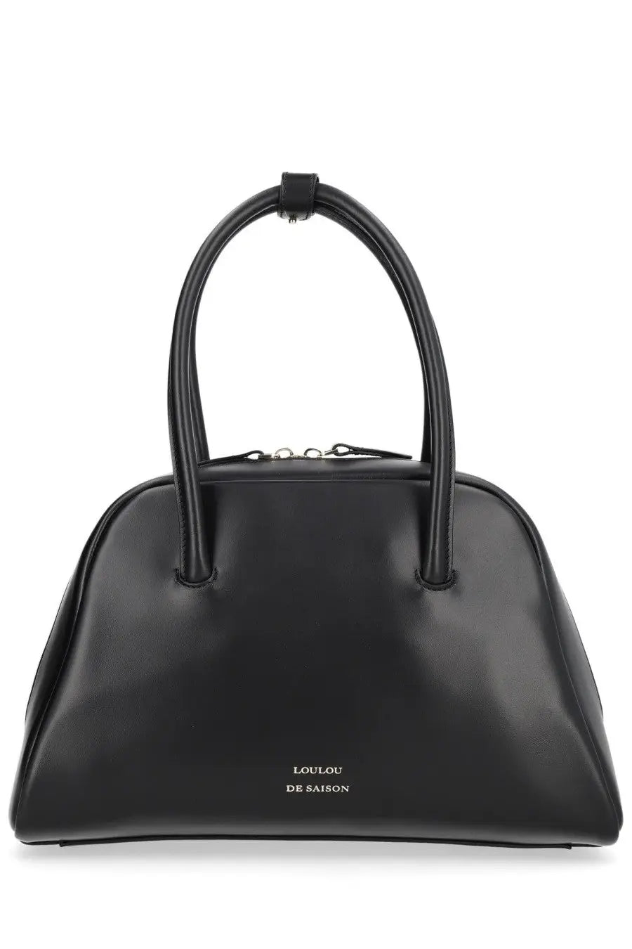Loulou de saison women’s borsa vesper small black leather handbag with curved top handles and minimalist embossed logo