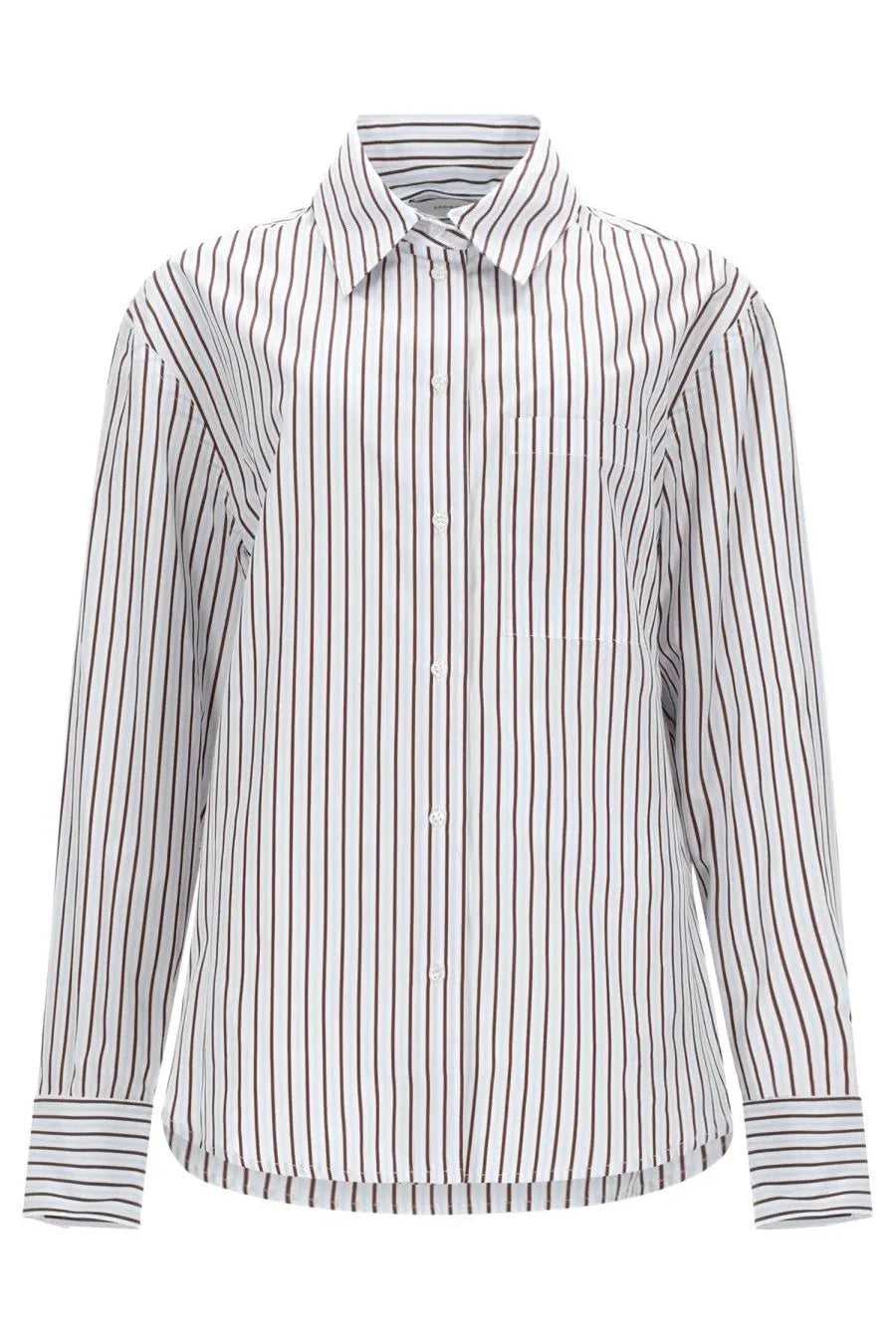Loulou De Saison women’s camicia maud multicolor classic white and dark gray striped button-down shirt with collar and pocket