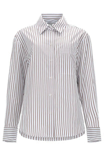 Loulou De Saison women’s camicia maud multicolor classic white and dark gray striped button-down shirt with collar and pocket