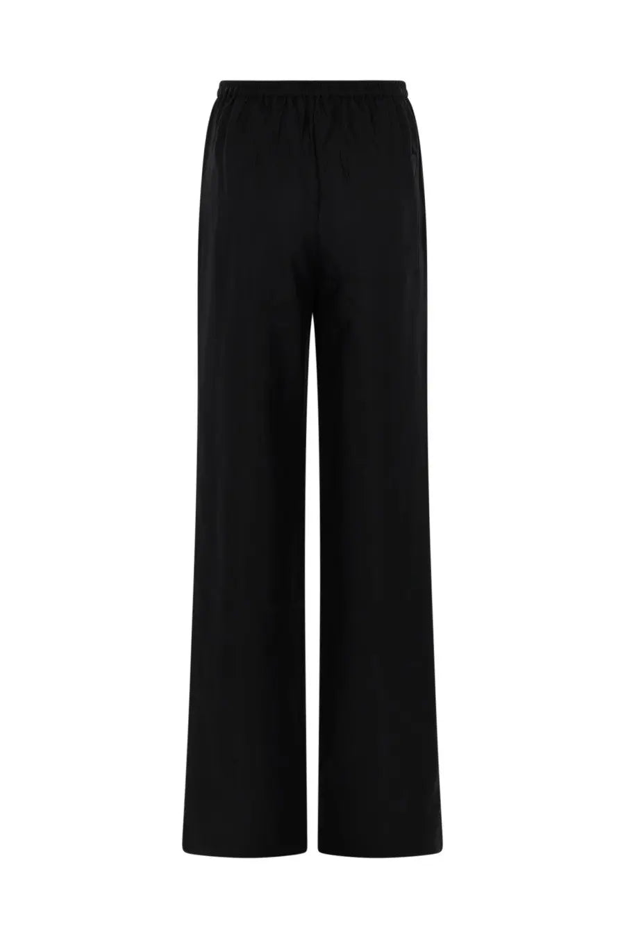 Loulou de saison women’s pantalone alera black wide-leg trousers with smooth fabric and elastic waistband