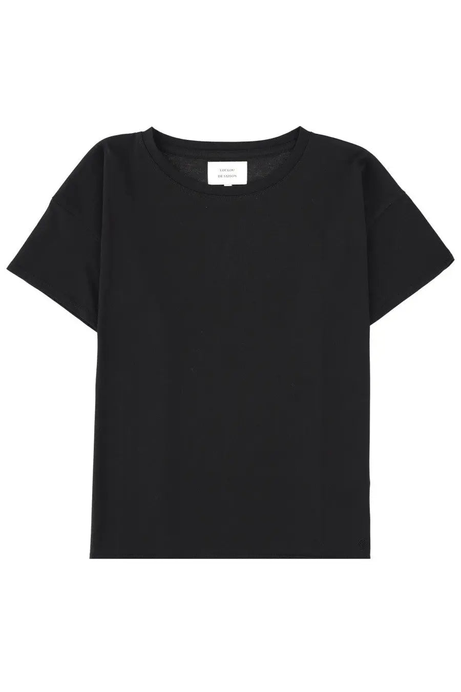 Loulou de saison women’s black minimalist cotton t-shirt with round neckline and short sleeves basiluzzo black