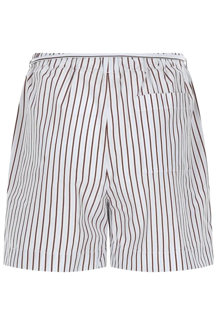 Loulou de saison women’s shorts lory multicolor white and brown vertically striped with subtle elastic waistband